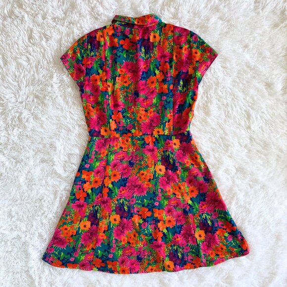 ✨SUMMER SALE✨ Floral Button-Up Cap Sleeve Baby Doll Dress - Small - Picture 2 of 4